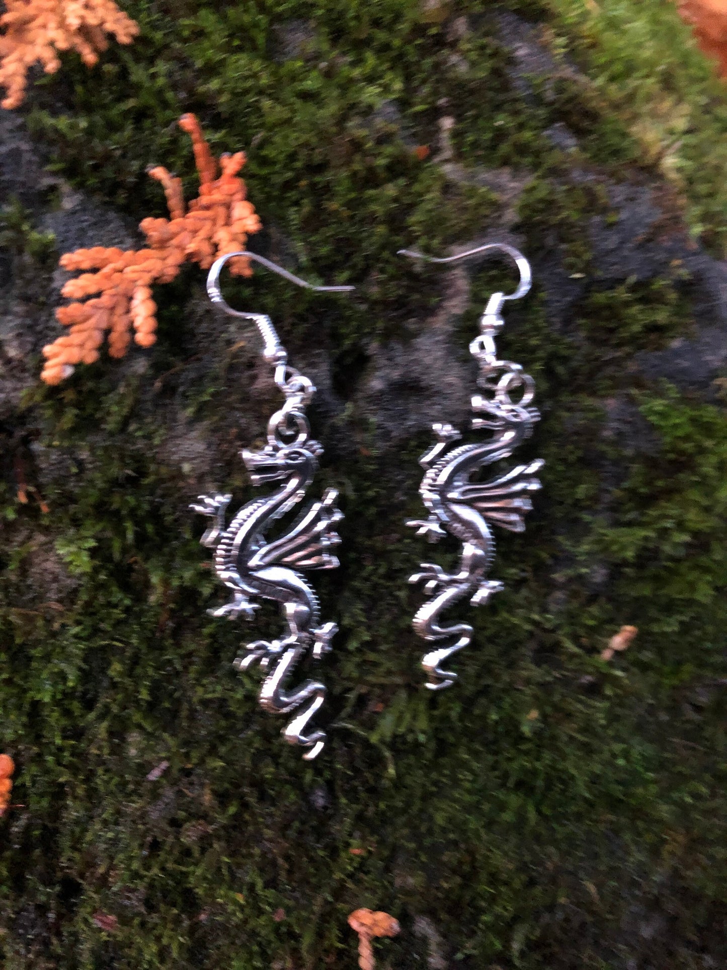 Welsh Style Silver Dragon Earrings - Hypoallergenic Sterling Silver Ear wires, Dragon Lover gifts, gift for gamer