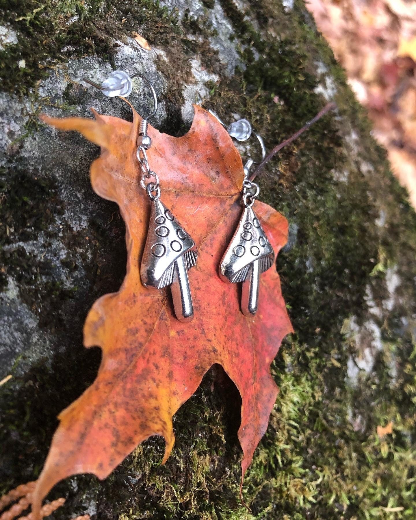 Triangular Toadstool Earrings - Cute Mushroom Earrings - Cottagecore & Fairycore jewellery