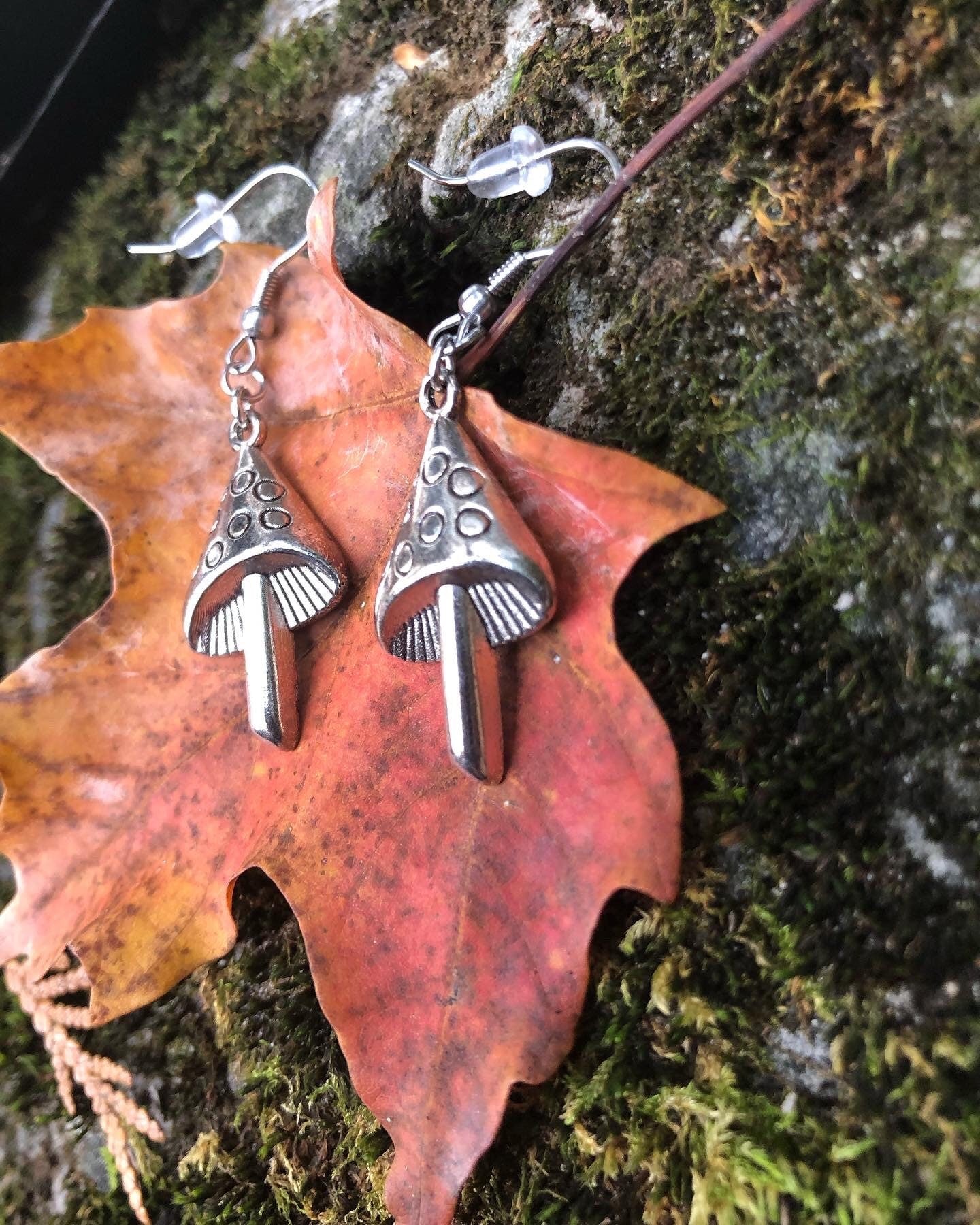 Triangular Toadstool Earrings - Cute Mushroom Earrings - Cottagecore & Fairycore jewellery