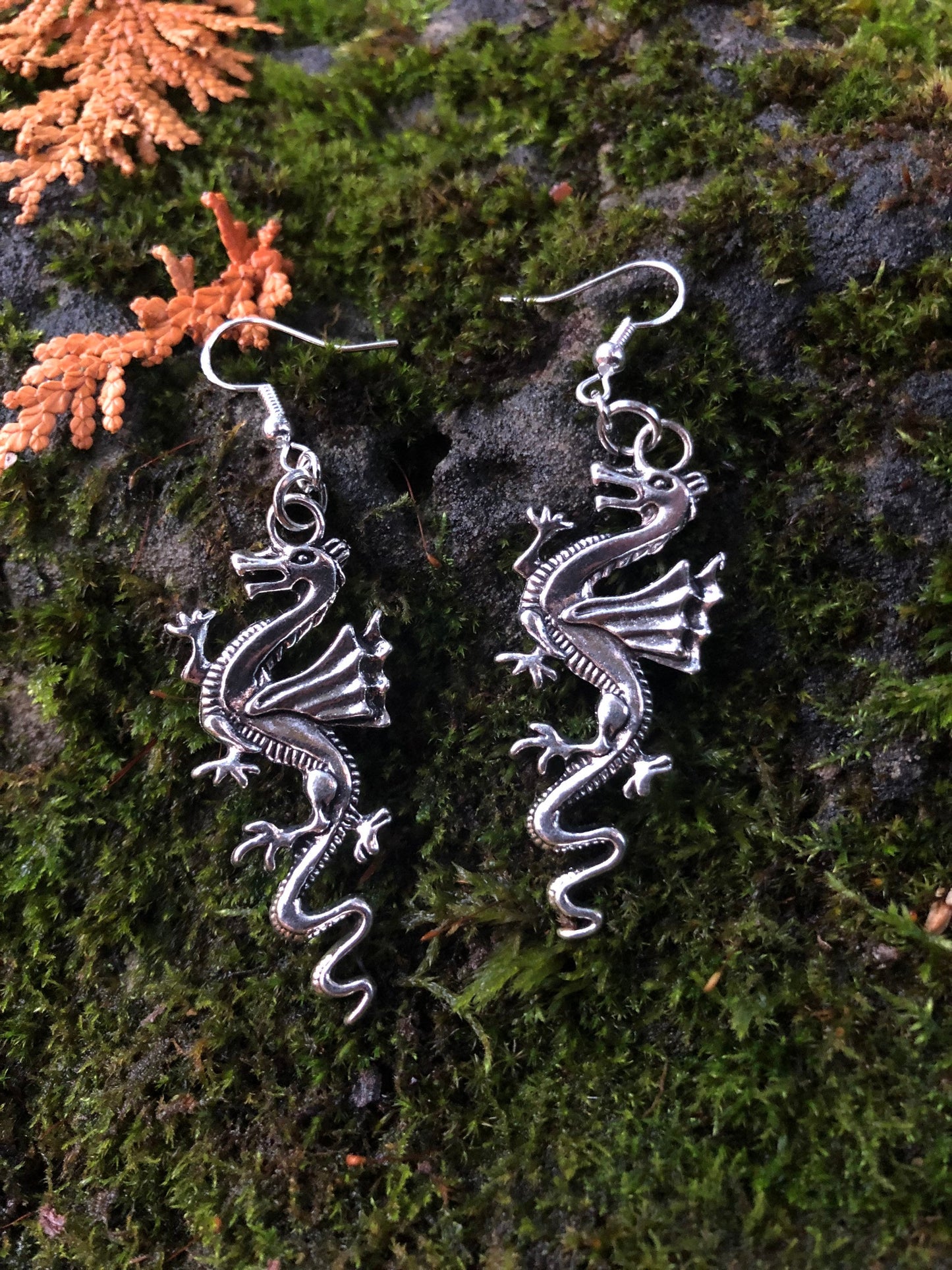 Welsh Style Silver Dragon Earrings - Hypoallergenic Sterling Silver Ear wires, Dragon Lover gifts, gift for gamer