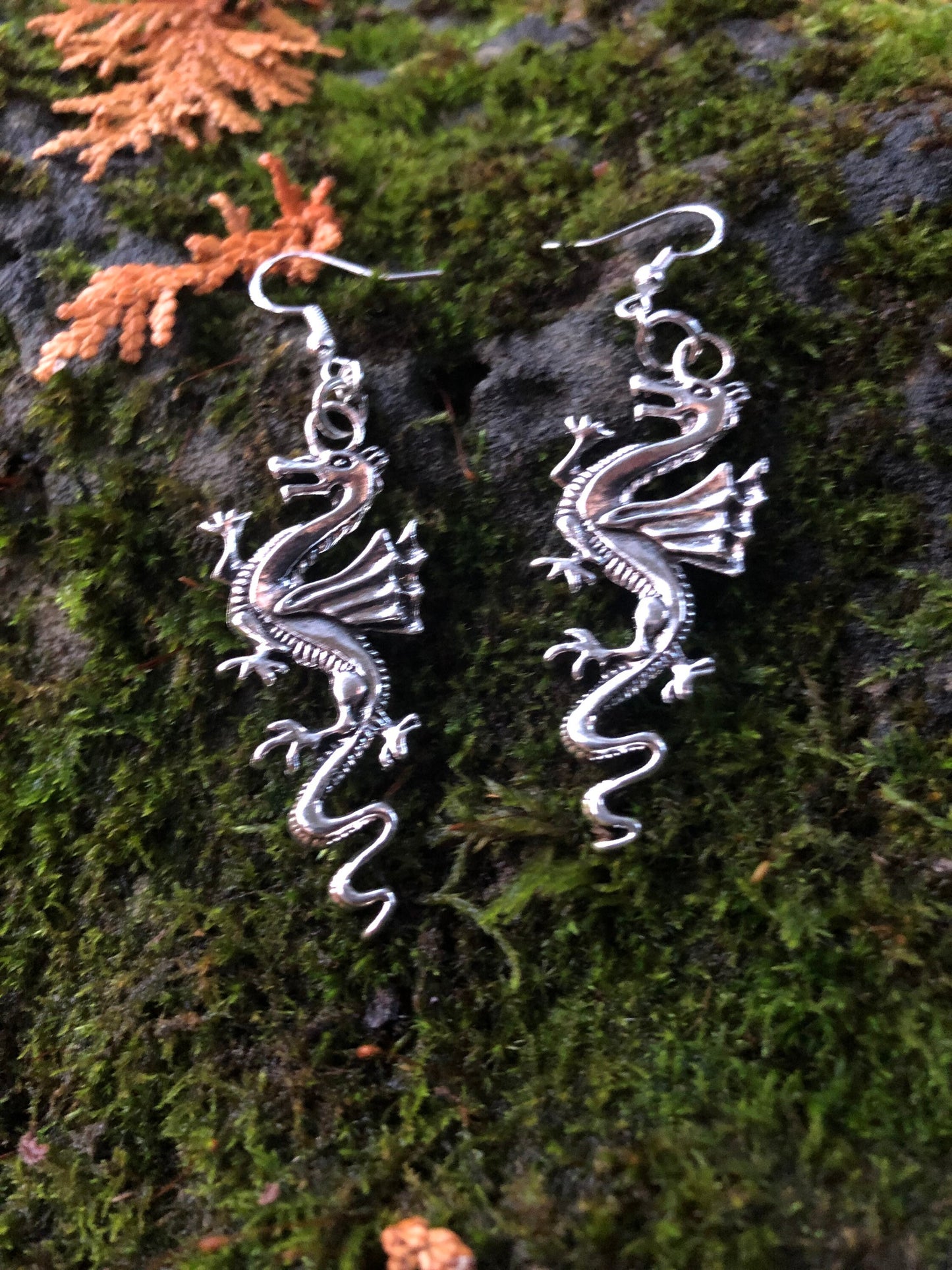Welsh Style Silver Dragon Earrings - Hypoallergenic Sterling Silver Ear wires, Dragon Lover gifts, gift for gamer