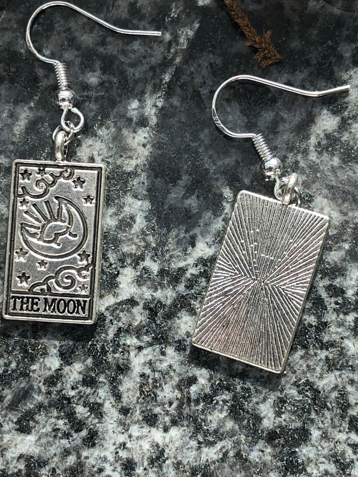 The Moon Tarot Card Earrings, Mystical Cards Jewelry, Mystic Silver Spooky Witchy Magical gifts, Gift For Witch, hypoallergenic hooks option