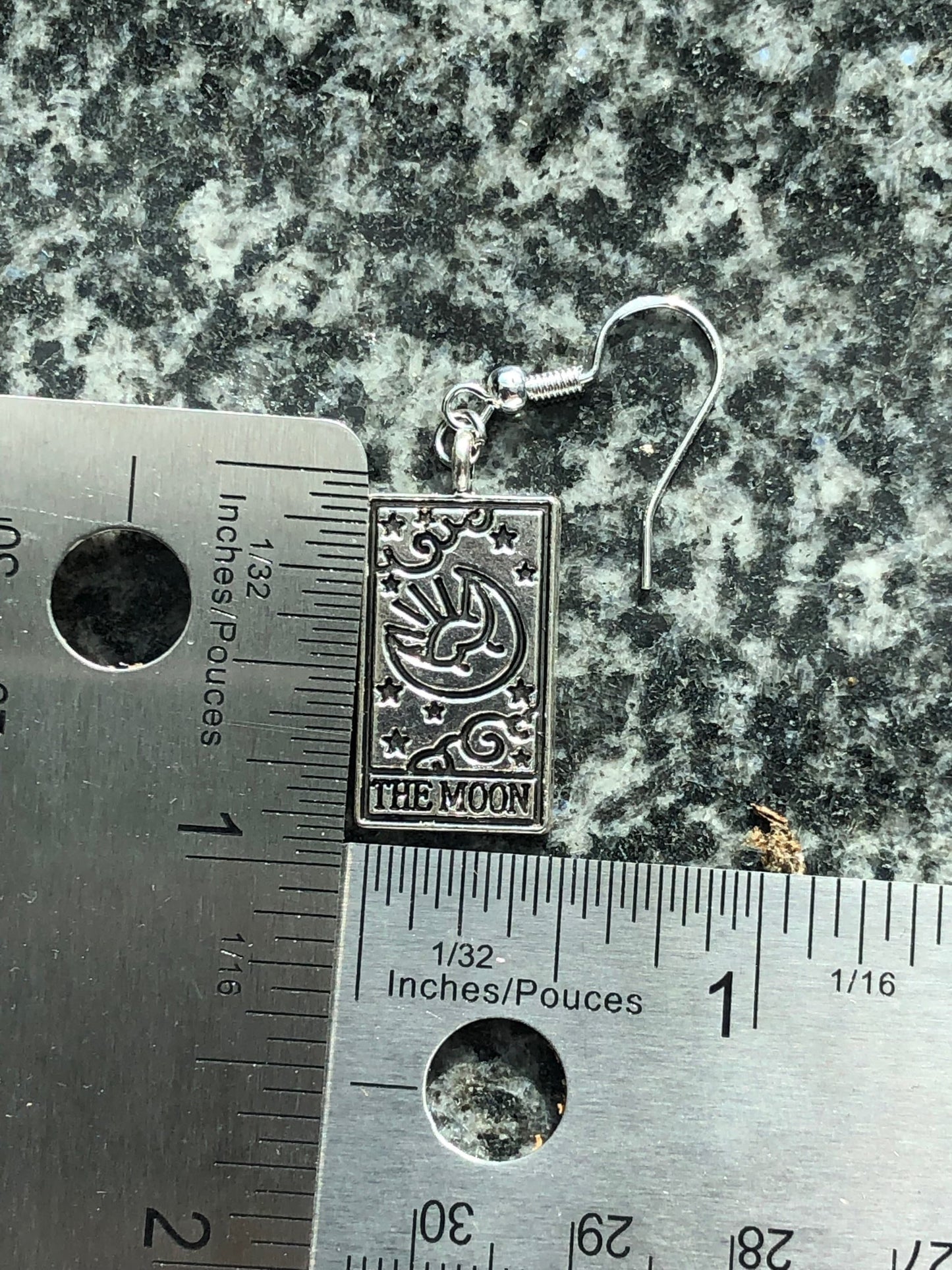 The Moon Tarot Card Earrings, Mystical Cards Jewelry, Mystic Silver Spooky Witchy Magical gifts, Gift For Witch, hypoallergenic hooks option